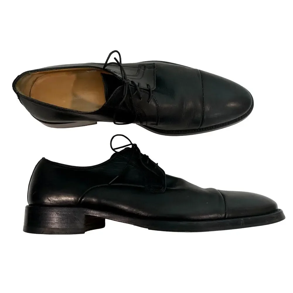 Dolce & Gabbana Black Leather Cap Toe Oxfords Men 9.5